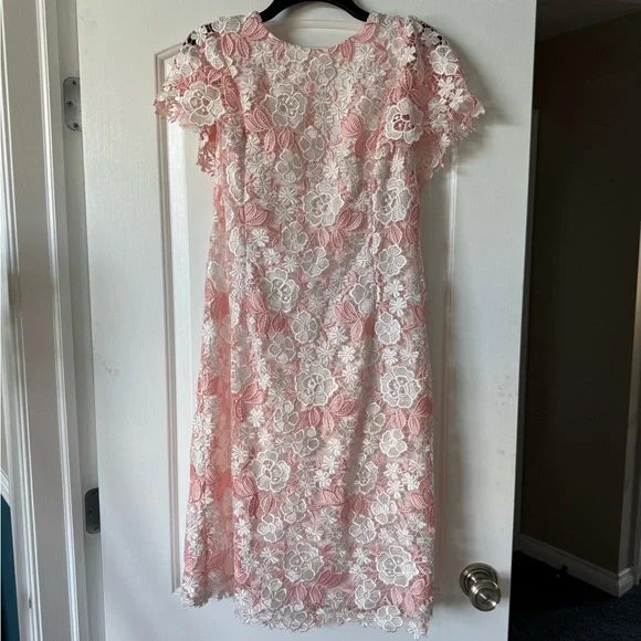 NWT | Calvin Klein | Pink Sheath Dress with Flutter Cap Sleeves - Picture 6 of 9